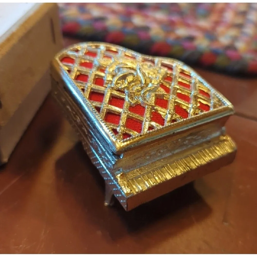 Vintage 1970s Antimony Jewelry Jewel‎ Piano With Original Box Made In Japan